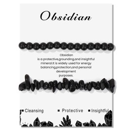 GoPaw Pack of 2 Stretch Bracelets Made of Real Natural Stone Beads, 6 mm Bracelet Healing Stones Women, Gemstone Bracelets, Women's Pearl Bracelet, Yoga Bracelet for Women, Girls, One size, Gemstone