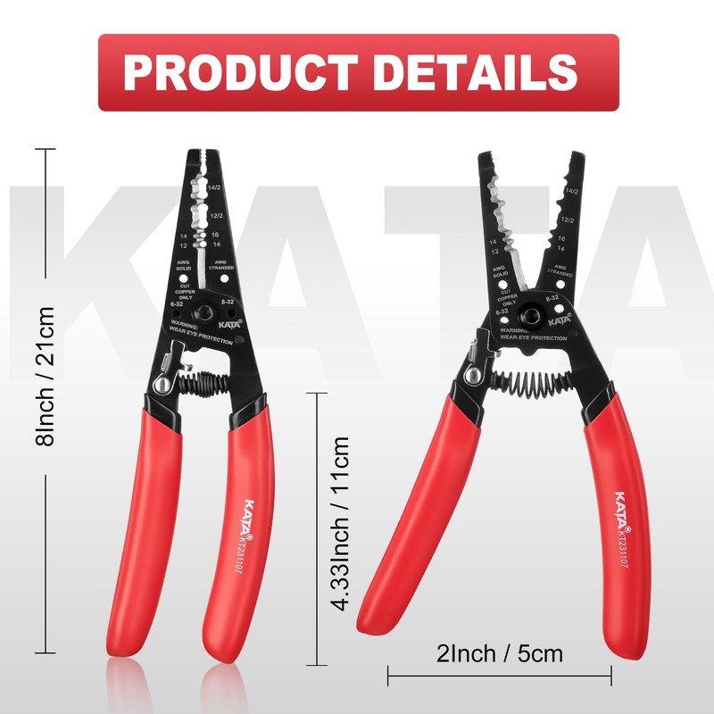 KATA Wire Cutter/Wire Stripper Tool, 8 Inch Dual NM Cable