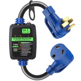 Kanayu Surge Protector 50 Amp to 30 Amp RV Adapter Cord with Overload Protection ETL Listed NEMA 14-50P to TT-30R 3600J Electrical Power Adapter for Camper Travel Trailer STW 10 AWG/3C, 2.5ft
