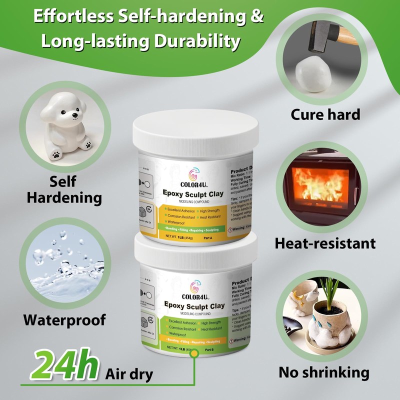 Epoxy Sculpt Clay, 2 Pound White Epoxy Putty,2 Part Strong