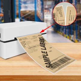 YIKIADA Khaki Shipping Thermal Labels 4 x 6 Inch Vinyl Self-Adhesive Fanfold Direct Stickers Waterproof Perforated Printer Decal for Office Warehouse Home Address 250 PCS