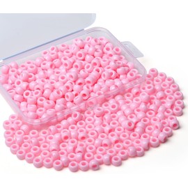 AWARDSEN Pink Pony Beads Bulk 500 Pcs 9mm Hair Beads for Braids Making DIY Crafting Friendship Bracelets Necklace