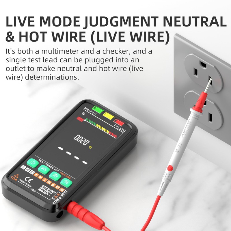 Mastfuyi Multimeter Rechargeable Electrical Tester with Auto Ranging Digital Voltmeter,TRMS