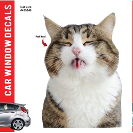 Cat Car Window Decals Funny 3D Weatherproof Decals (Cat Lick)