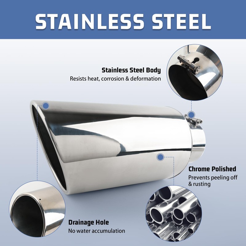 RP Remarkable Power, 5" Inlet 8" Outlet 19" Long Stainless