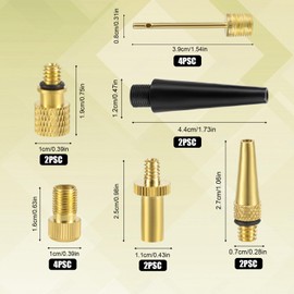 NQEUEPN 16pcs Bicycle Valve Adapter Set, Brass Tire Valve Adapter Ball Pump Needle FV/AV AV/EV EV/FV Adapter Inflatable Nozzles for Presta Schrader Valve Sports Balls Bikes Inflatable Device