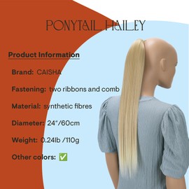 PRETTYSHOP 60 cm Hairpiece HC5a, Straight Ponytail Braid Hair Extension, Light Blonde Mix