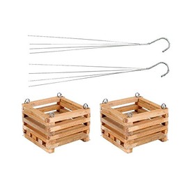 WSLHFEO Wooden Square Hanging Basket Outdoor Garden Planters (1) L