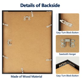 MAXTBEE 12x16 Picture Metal Frame Black,Frame with Mat for 9x12,Premium Aluminum Poster Frame 12x16 inches,HD Glass Frames for Wall Gallery, Home, Office