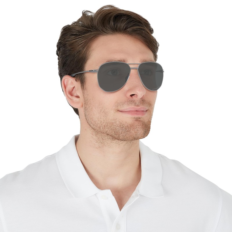 Oakley Mens OO6050 Contrail TI Aviator Sunglasses, Satin Chrome/Prizm Black