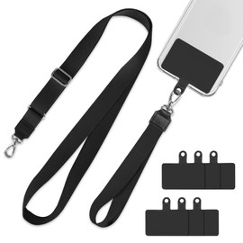 mylovetime Multi-pack Phone Lanyard Crossbody & Phone Wrist Strap with 6 Patches, Adjustable Lanyard for Phone Lanyard Neck Strap, Universal Anti Theft Phone Strap Crossbody for All Smartphones Black