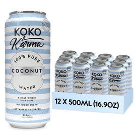 Koko & Karma Pure Coconut Water - All Natural, No Added Sugars, No Preservatives (12 Pack) (16.9 Fl Oz (Pack of 12), Pure Coconut Water)