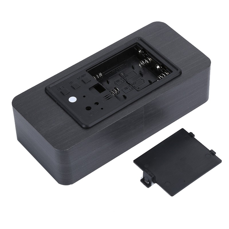 LED Wooden Alarm Clock Electronic Voice Control Temperature Date Table