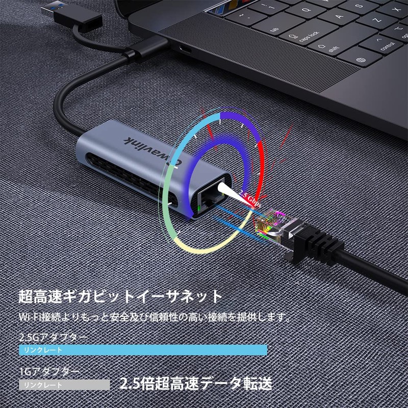 WAVLINK USB-C 2.5G Wired LAN Adapter/USB-C USB 3.0 2 in