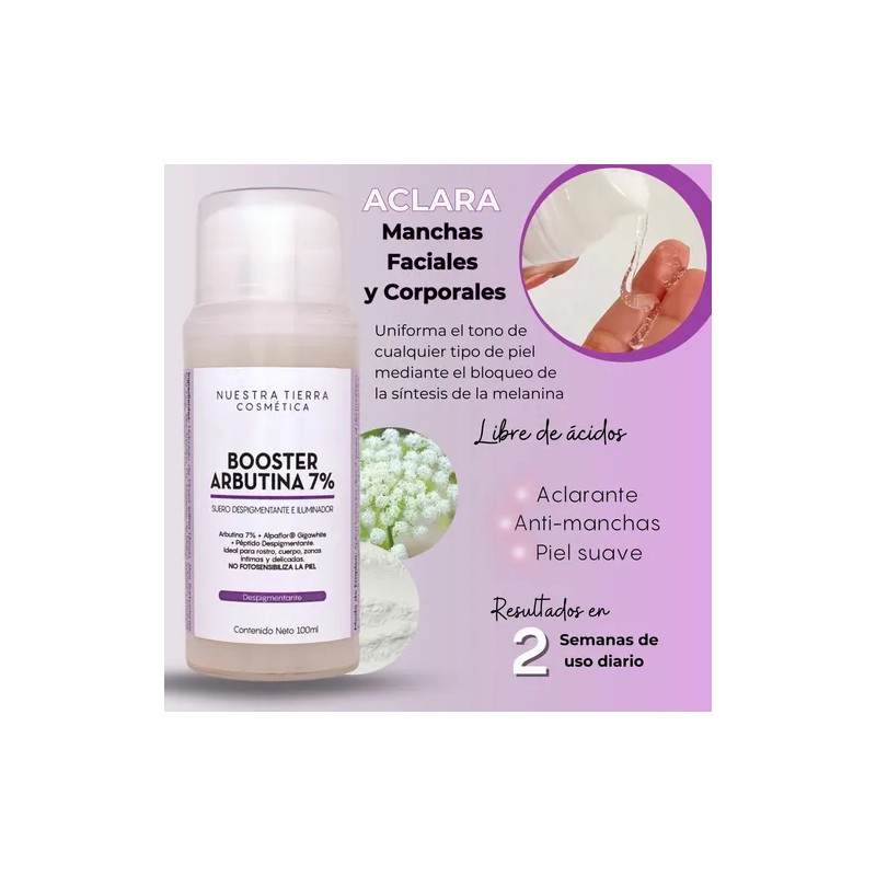 Booster Arbutina 7% Aclarante Rostro, Cuerpo, Zonas Íntimas