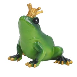 Frog with Crown Garden Decor for Outside Figurine Sculpture Lifelike Cute Synthetic Resin Desktop Statue Ornament for Kitchen Bedroom Garden Ideal Yard Decoration