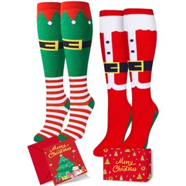 HAPPYPOP Christmas Gifts Stocking Socks for Girls - Christmas Knee High Elf Socks Secret Santa Xmas Stocking Stuffers for Kids