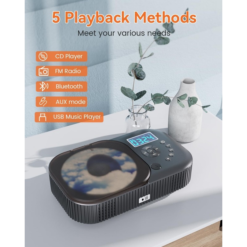 CD Player Portable,MONODEAL Dual Stereo Speakers Portable CD Player with