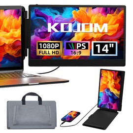 KOJOM Dual Screen Laptop Monitor Extender - 14 Inch IPS FHD 1080P HDMI/USB-A/Type-C Portable Extended Screen for Laptops (Maximum Length: 15.74") Compatible with Windows Mac Travel Gaming Work