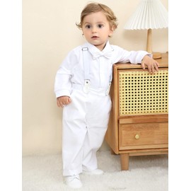 A&J DESIGN Baptism Outfits for Boys Newborn Infant Baby Christening Blessing Gentleman Formal Dress Suits 3-6 Months White