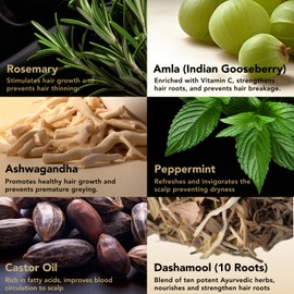 Indian Ayurveda Hair Oil– Organic Castor oil, Jojoba oil, Amla, Ashwagandha & Rosemary oil for hair growth- Repairing scalp treatment, Nourishes Split Ends & Dry Scalp