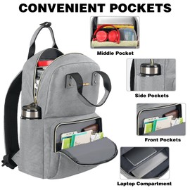 Laptop Backpack Women, Casual Daypack Women, Lightweight Backpack Women, Rucksack Bag 15.6 Inch, Stylish Women Work Backpack for Travel Business College, Gifts for Women Ladies Teacher Nurse, Grey