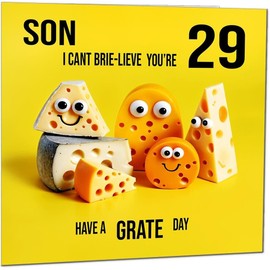 29th Son Birthday Card for Son - Cheese Pun Funny Son's Birthday Card for 29 Year old twenty nine, twenty ninth