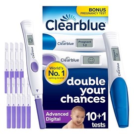 Clearblue 10 Advanced Digital Ovulation Tests and 1 Pregnancy Test Kit – Typically IDENTIFIES at Least 2X More Fertile Days vs LH only Ovulation Test Strips, Double Your Chances of Getting Pregnant