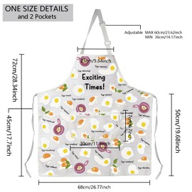 MBMSO Fried Egg Apron with Pockets Fried Egg Gifts for Egg Lovers Breakfast Apron Egg Farmer Gifts Egg Kitchen Cooking Apron, Fried Egg Apron-b, Standard