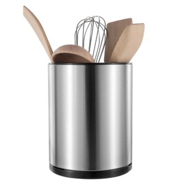 Dimeho Kitchen Utensil Holder 360°Rotating Counter Organizer Spoon Spatula Bracket Stainless Steel Storage Cooking Caddy 3 Compartment Storage Countertop for Kitchen Counter Office