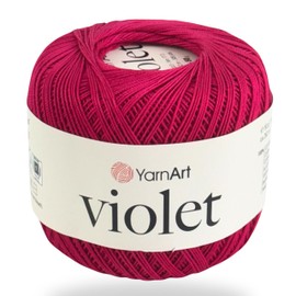 YarnArt Violet – 100% Mercerized Cotton Crochet & Knitting Yarn – Soft & Durable Lace Thread for Embroidery, Doilies & DIY Crafts – 1 Skein (50g, 282m) (6358)