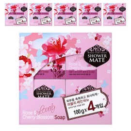 Shower Mate Face Wash Soap Lovely Rose & Cherry Blossom, 100g, 24 pieces / 샤워메이트 세안 비누 러블리 로즈 앤 체리 블로섬, 100g, 24개입