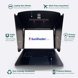 Laptop Sun Shade (M, Tropical), SunShader Eco, Recyclable Multi-Layered Cardboard Laptop Sun Shade for Working Outside & Privacy Screen - Patent 10963010