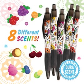 Sugar Skull Smens - Scented Pens, Black Ink, Medium Point - 8 Count