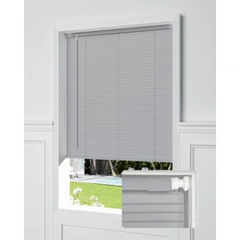 UNISHADES No Drill Blinds for Windows 1" Vinyl L-Shaped Slats Cordless Mini Blinds for Home, for Window Size 20" W × 48" H Grey