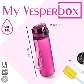 My Vesperbox Minny children's leak-proof drinking bottle with straw or strainer, 350 ml, 500 ml, lightweight Tritan bottle, BPA free, ideal for nursery, school, bicycle