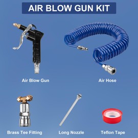 Blue Heavy Duty Truck Air Duster Blow Gun Cleaning with 23FT Meter Long Coil and Interchangeable Nozzle Tip, Air Seat Blow Gun Kit for Semi Truck Accessories