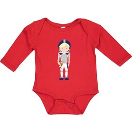 inktastic Football, Blond Hair, Cute Boy, Rugby Long Sleeve Creeper Newborn Red 45fce