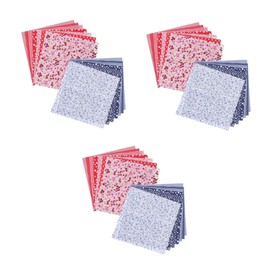 OHPHCALL 3sets Mixed Color DIY Cotton Fabric Patchwork Printing Cloth for Quilting Sewing Dark Blue Red for Home Decor Bags and Handmade Projects 14pcs*3