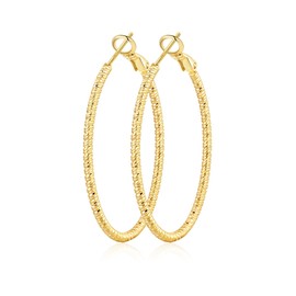 OOOPEL 2mm Gold Hoops Earrings for Women 14k Real Gold Plated Hoop Earrings for Women Hypoallergenic Lightweight Big Hoop Earring Boucle Doreille Femme en Or