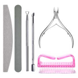 KAZIPOP Nail Care Kit 6Pcs Manicure Tools Kit with Nail File, Nail Buffer, Cuticle Pusher, Nail Brush, Cuticle Peeler,Cuticle Nippers Pedicure & Manicure Tools