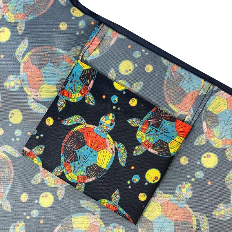 allydrew Large Foldable Tote Nylon Reusable Grocery Bags, Sea Turtles