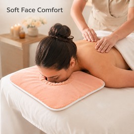Massage Headrest Pad with Face Berth Hole for Professional Spa and Therapy Use - Soft Coral Velvet Cover for Comfort and Hygiene