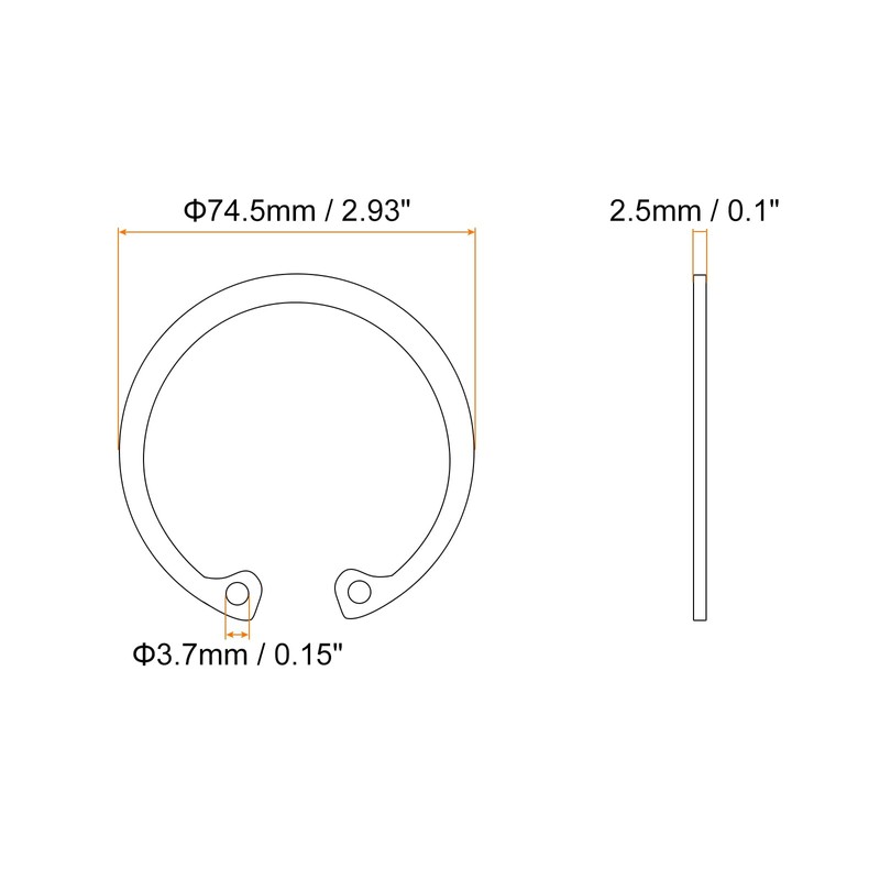 sourcing map 2Pcs 70mm Internal Retaining Ring Circlip, 304 Stainless