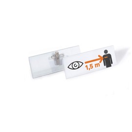 Durable 851900 Name Badge Set, Name Badges 40 x 105 mm with Combination Clip, Matching Insert Badges on A4 Printed Sheets, Pack of 14