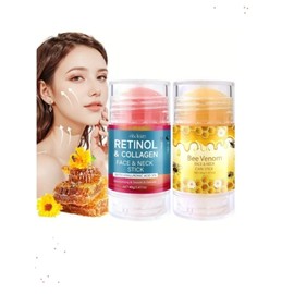 Retinol Collagen Face & Neck Stick and Bee Venom Cream Hydrating & Rejuvenating Skin Care Duo for All Skin Types - Moisture Lock, Easy Absorption 40g each