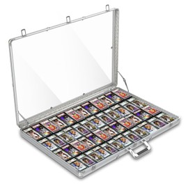 Hupsjer Card Display Case Large Aluminum 34" L x 22" W, Lockable Trading Card Case with Handle, 3" H Portable Trade Show Display Case for Sports Card/TCG/Jewelry Collection, Silver