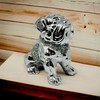 LondonMart Crushed Diamond Silver Bull Dog Ceramic Sparkly Crowned Puppy