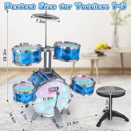 Captain Chaowing Kids Drum Set for Toddlers with 5 Jazz Drum Kit & Lights (Vibrating-Con