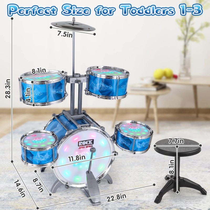 Captain Chaowing Kids Drum Set for Toddlers with 5 Jazz